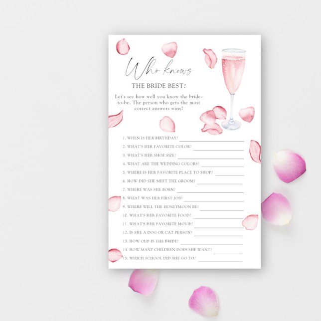 Rose Prosecco - Who knows the bride best game (Creator Uploaded)