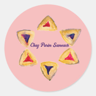 Rosé Purim Hamantaschen  Classic Round Sticker