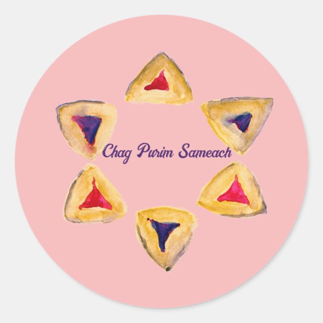 Rosé Purim Hamantaschen  Classic Round Sticker (Front)