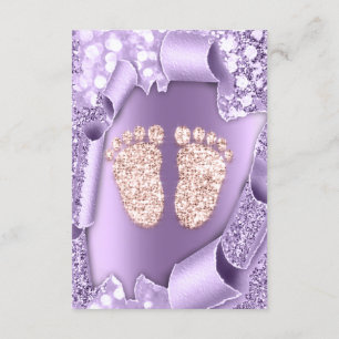 Rose Purple Baby Shower Feet Boy Girl 3d Glitter Invitation