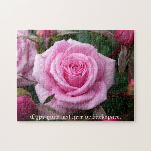 Rose Puzzle Personalised Pink Rose Puzzles (Horizontal)