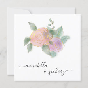 *~* ROSE QR RSVP Gold Glitter -  AR12 Wedding Invitation