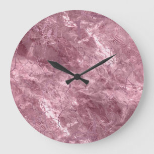 Rose quarts with Pink glitter accents Large Clock