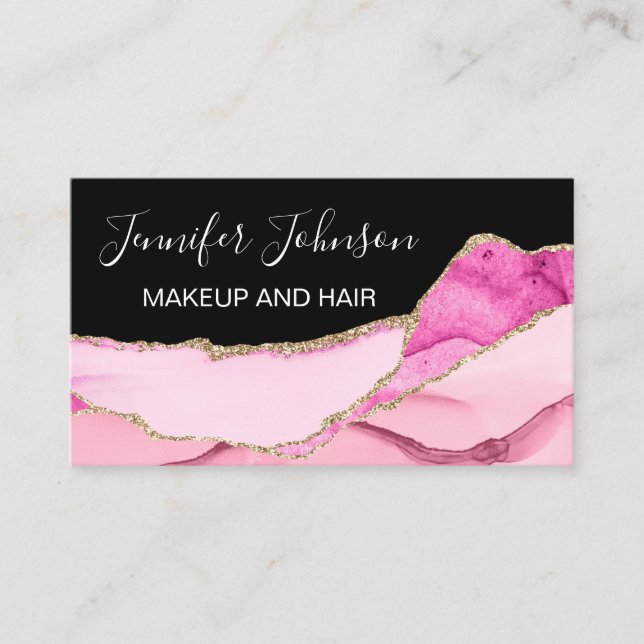 rose quartz agate elegant typography  business card (Front)