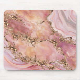 Rose quartz and pastel pink marble mouse pad