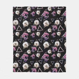 Rose quartz and pink tourmaline dark floral fleece blanket