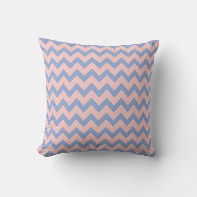 Rose Quartz and Serenity Chevron, Zig Zag Cushion (Front)