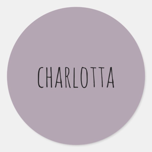 Rose Quartz | Black Personalised Name  Classic Round Sticker (Front)