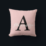 Rose Quartz Blush Baby Pink Solid Colour Monogram Cushion<br><div class="desc">This great product features a blush pink also known as Rose Quartz and would be perfect for a new baby girl's room. Personalise it with your name and monogram. You can go further with making this your own by clicking the "Customise It!" button to add pictures or logos or even...</div>
