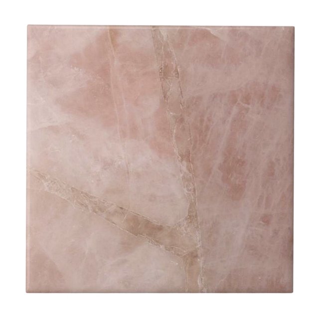 Rose Quartz Crystal Gemstone Pink Marble Print Ceramic Tile (Front)