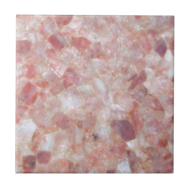 Rose Quartz Crystal Marble Print Ceramic Tile (Front)