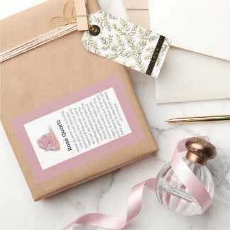 Rose Quartz Crystal Meaning Jewellery Package Labe Rectangular Sticker