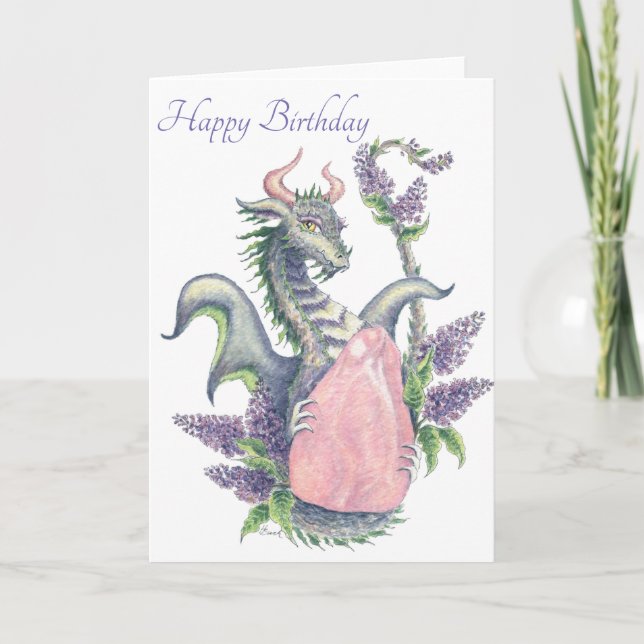 Rose Quartz Dragon (Taurus) - Birthday Card (Front)