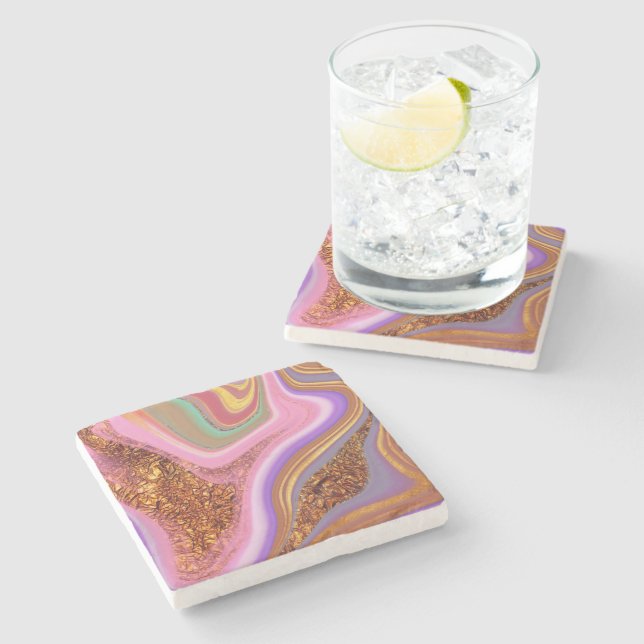 Rose Quartz Flow Stone Coaster (Side)