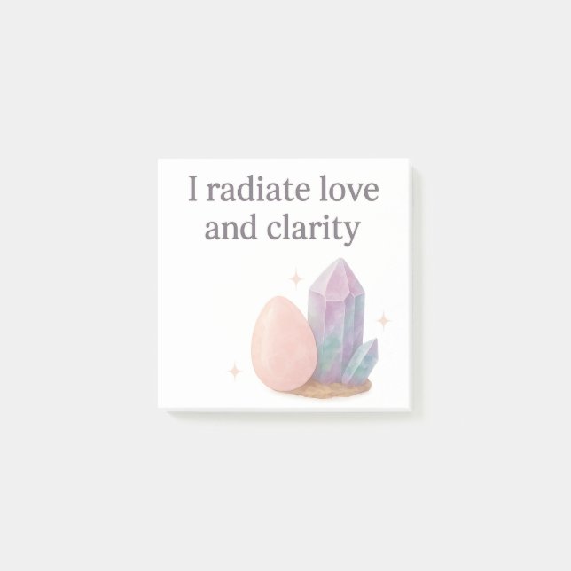 Rose Quartz & Fluorite Crystal Affirmation  Post-it Notes (Front)