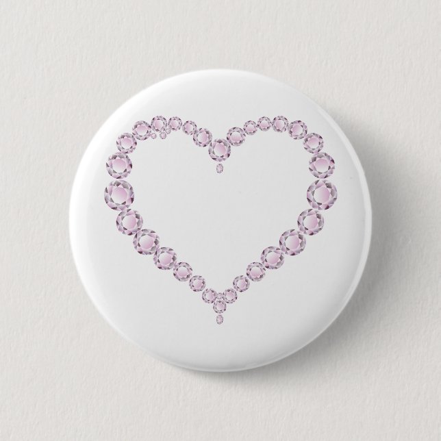 Rose Quartz Gem Heart 6 Cm Round Badge (Front)
