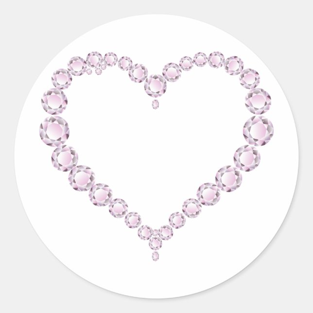 Rose Quartz Gem Heart Classic Round Sticker (Front)