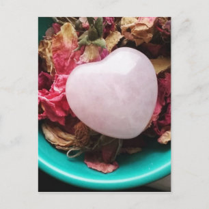 Rose Quartz Heart in a Bed of Rose Petals Postcard