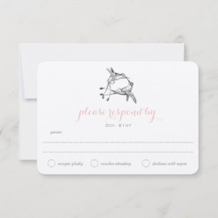 Rose Quartz Hummingbird Kiss Wedding Wedding RSVP Card