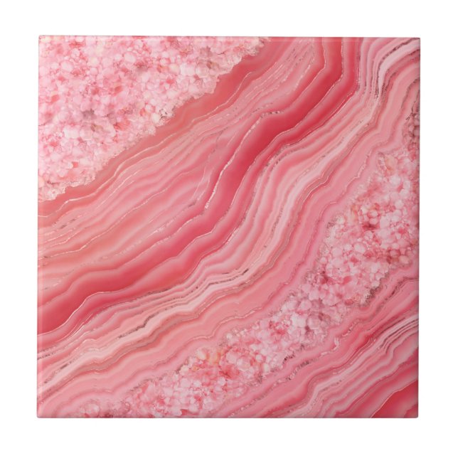 Rose Quartz marble Digital Art Ceramic Tile (Front)