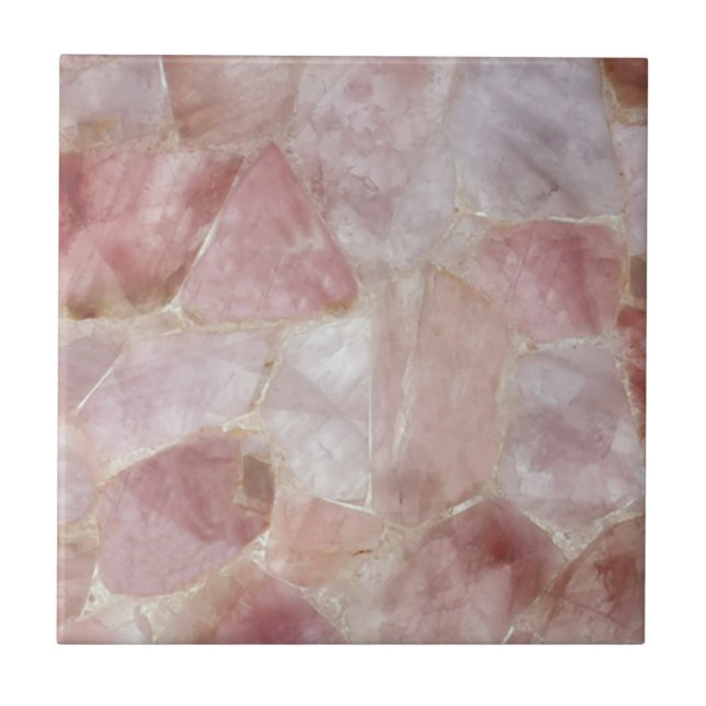 Rose Quartz Marble Print Ceramic Tile (Front)
