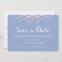 Rose Quartz on Blue, Elegant Save the Date