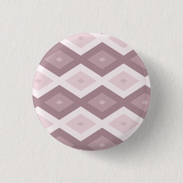 Rose quartz pink diamond pattern 3 cm round badge (Front)