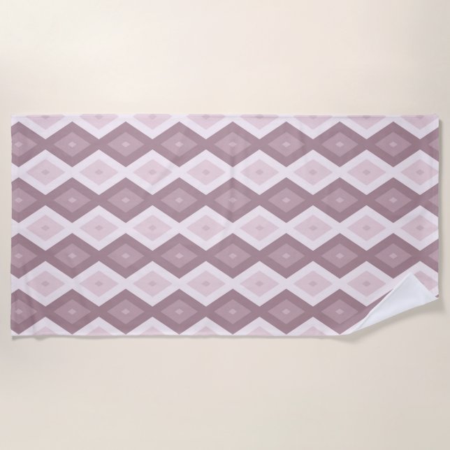 Rose quartz pink diamond pattern beach towel (Front)