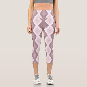 Rose quartz pink diamond pattern capri leggings
