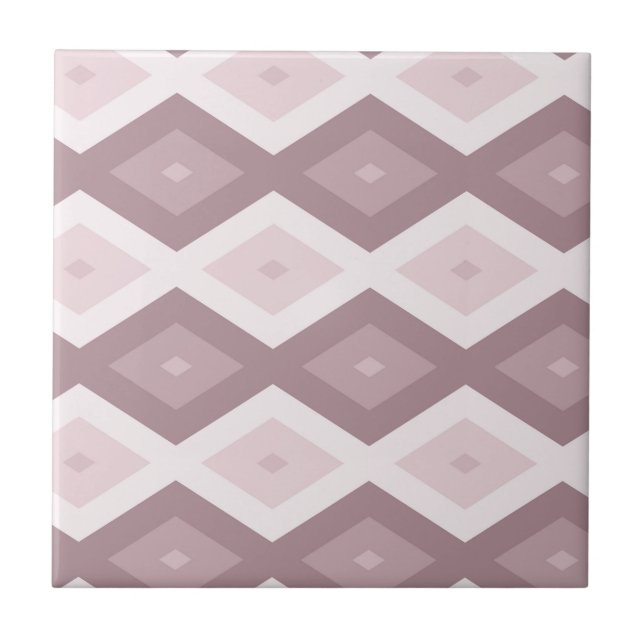 Rose quartz pink diamond pattern ceramic tile (Front)