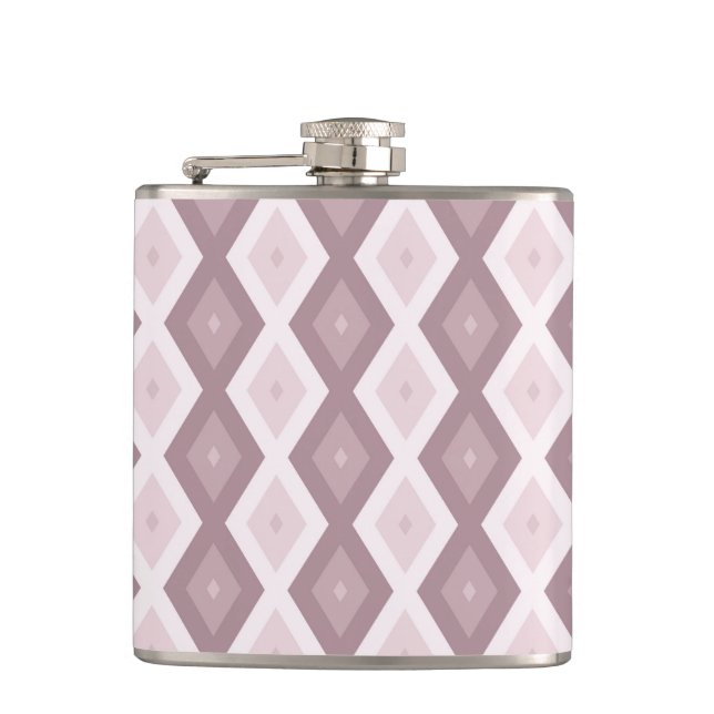 Rose quartz pink diamond pattern hip flask (Front)