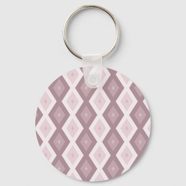 Rose quartz pink diamond pattern key ring (Front)