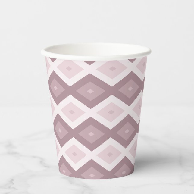 Rose quartz pink diamond pattern paper cups (Front)