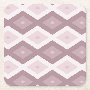 Rose quartz pink diamond pattern square paper coaster