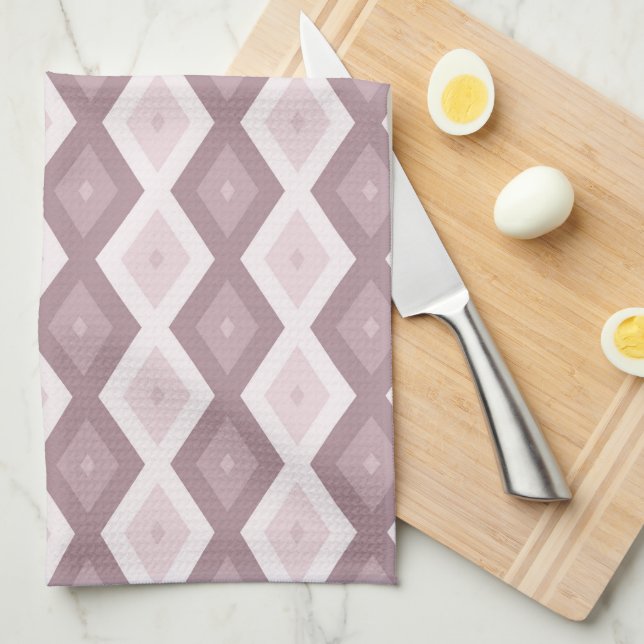 Rose quartz pink diamond pattern tea towel (Quarter Fold)