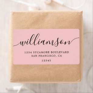 Rose Quartz Pink Script Family Return Address 