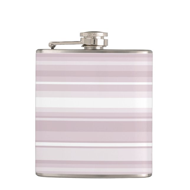 Rose quartz pink stripes hip flask (Front)