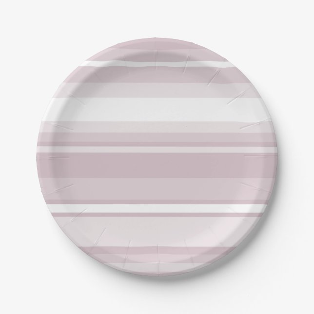 Rose quartz pink stripes paper plate (Front)