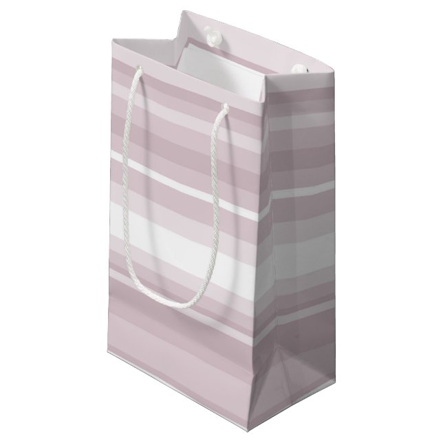Rose quartz pink stripes small gift bag (Front Angled)