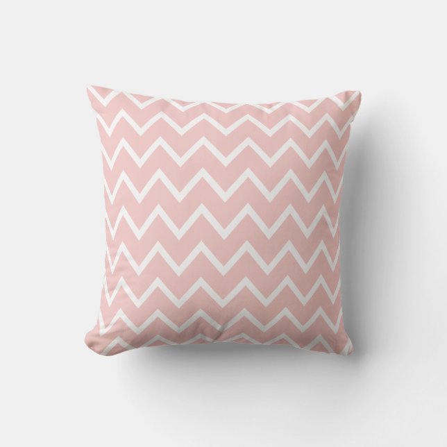 Rose Quartz Pink & White Chevron Cushion (Front)