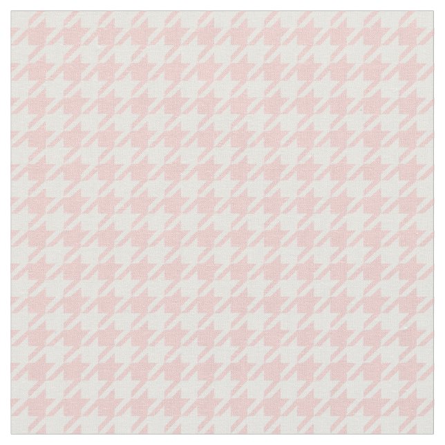 Rose Quartz Pink & White Houndstooth Fabric (Close Up)
