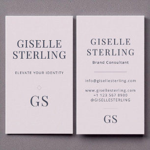 Rose Quartz Purple Monogram Elegant Minimalist Business Card