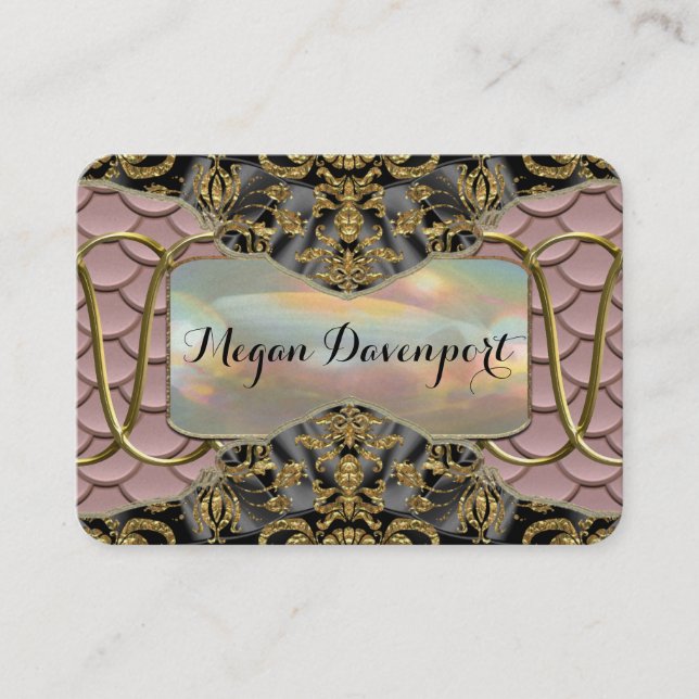 Rose Quartz Scale Elegance Pattern Business Card (Front)