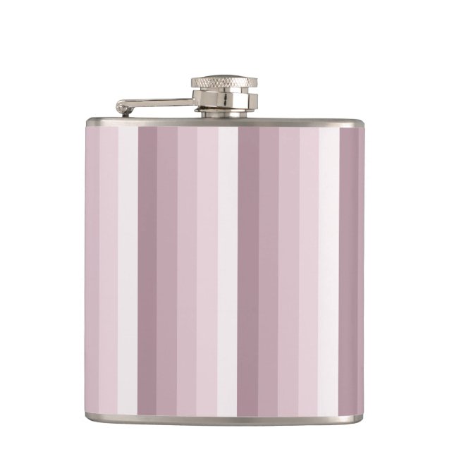 Rose quartz shadow stripes hip flask (Front)
