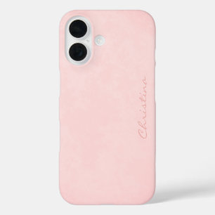 Rose Quartz Signature on Mottled Misty Pink iPhone 16 Case