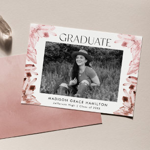 Rose Quartz Watercolor Crystals Photo Graduation Announcement