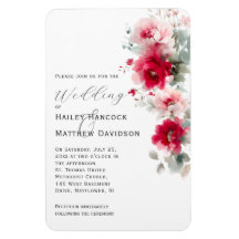 Rose Red and Pink Floral Wedding Invitation