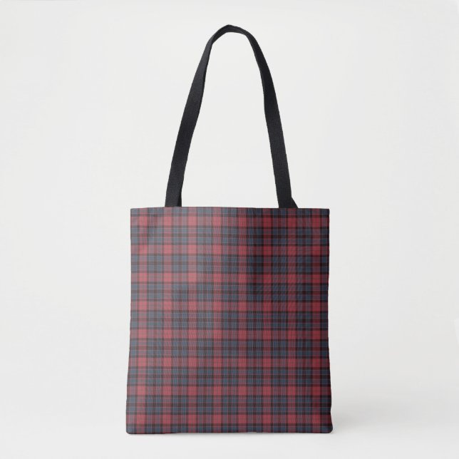 Rose Red Blue Black Plaid Tartan Tote Bag (Front)