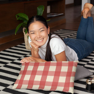 Rose Red Chequered Pillow Case