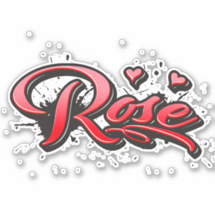 Rose red Heart Graffiti Sticker